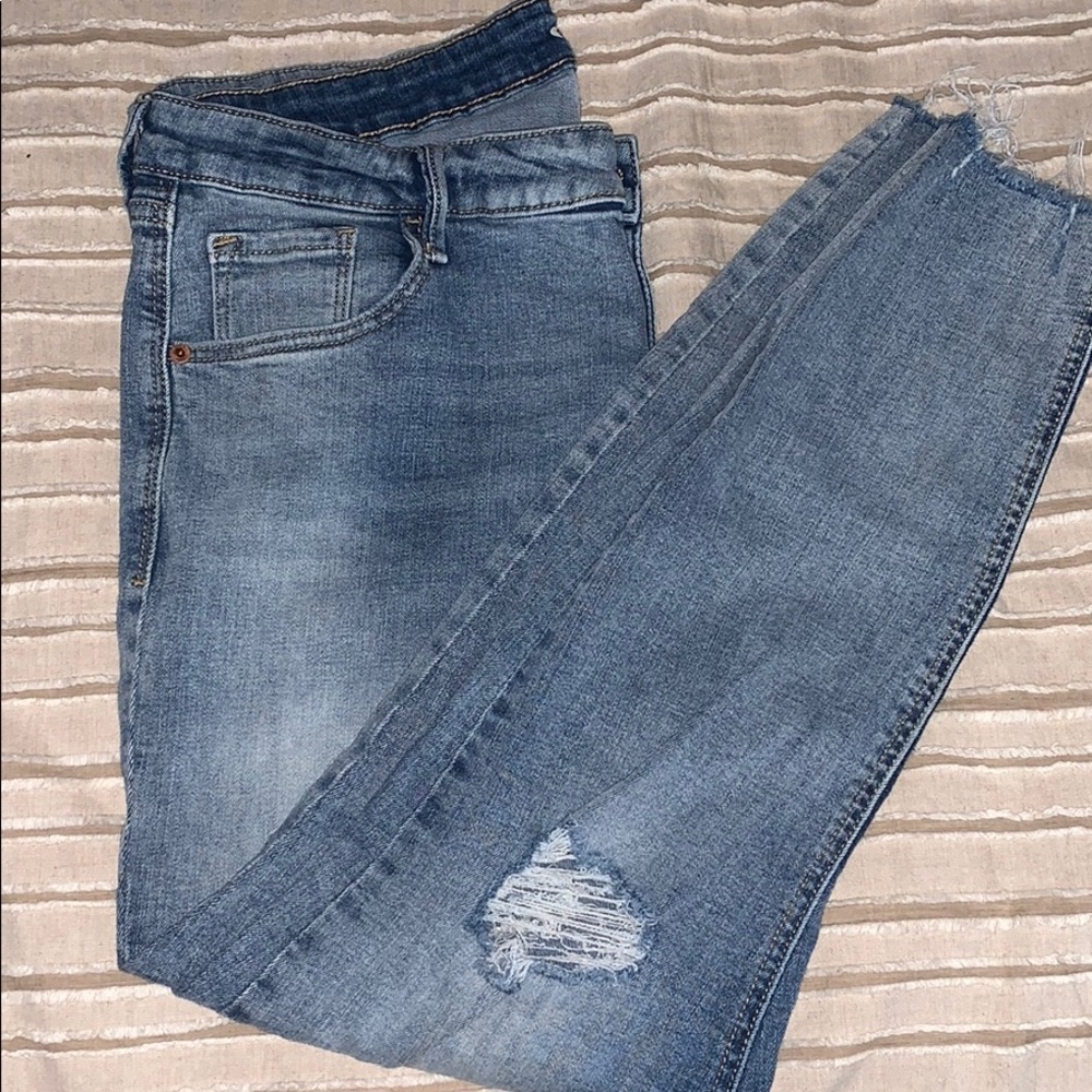 Light wash slightly distressed jeans